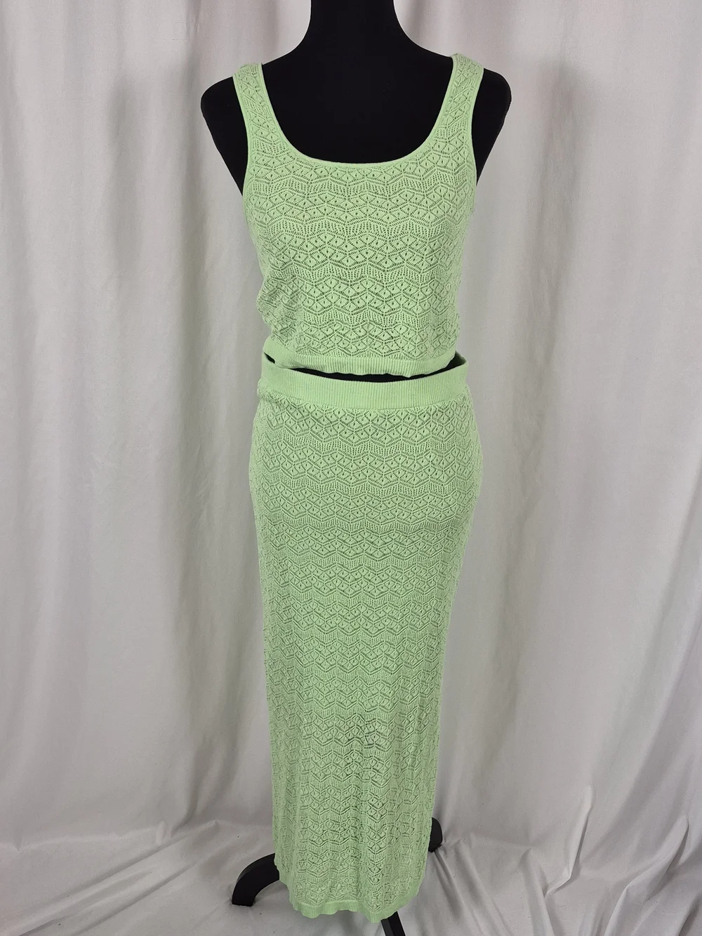 House of Harlow 1960 Crochet Lace Crop Tank & Midi Skirt 2 Piece Set - Size M
